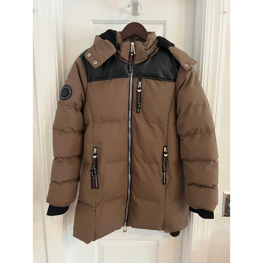 Canada Weather Gear Womens Tan Black Quilted Parka